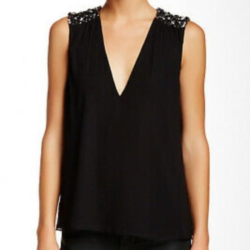 Alice + Oliva Embellished Rhinestone Sleeveless Blouse